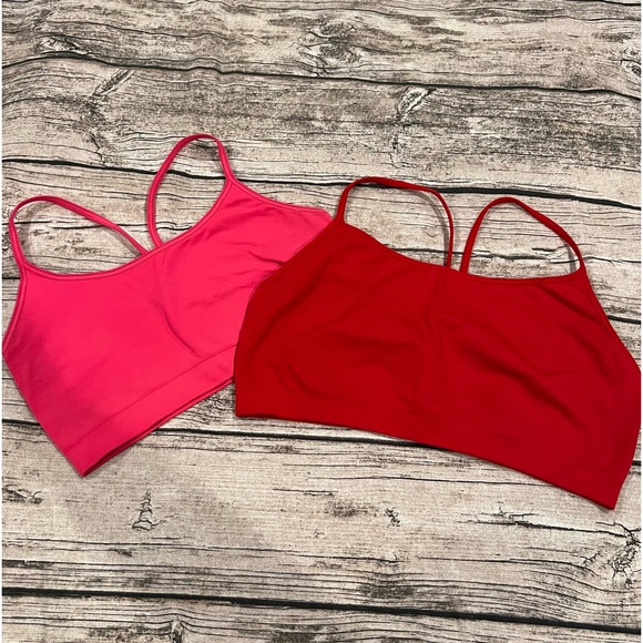 GAP Other - Lot of 2 Seamless Racerback Gap Bralettes in Red and Hot Pink Size Large